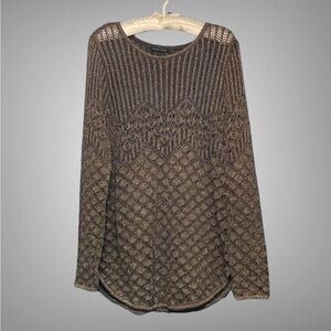 JEAN PIERRE GOLD AND BLACK OPEN KNIT SWEATER SIZE LARGE